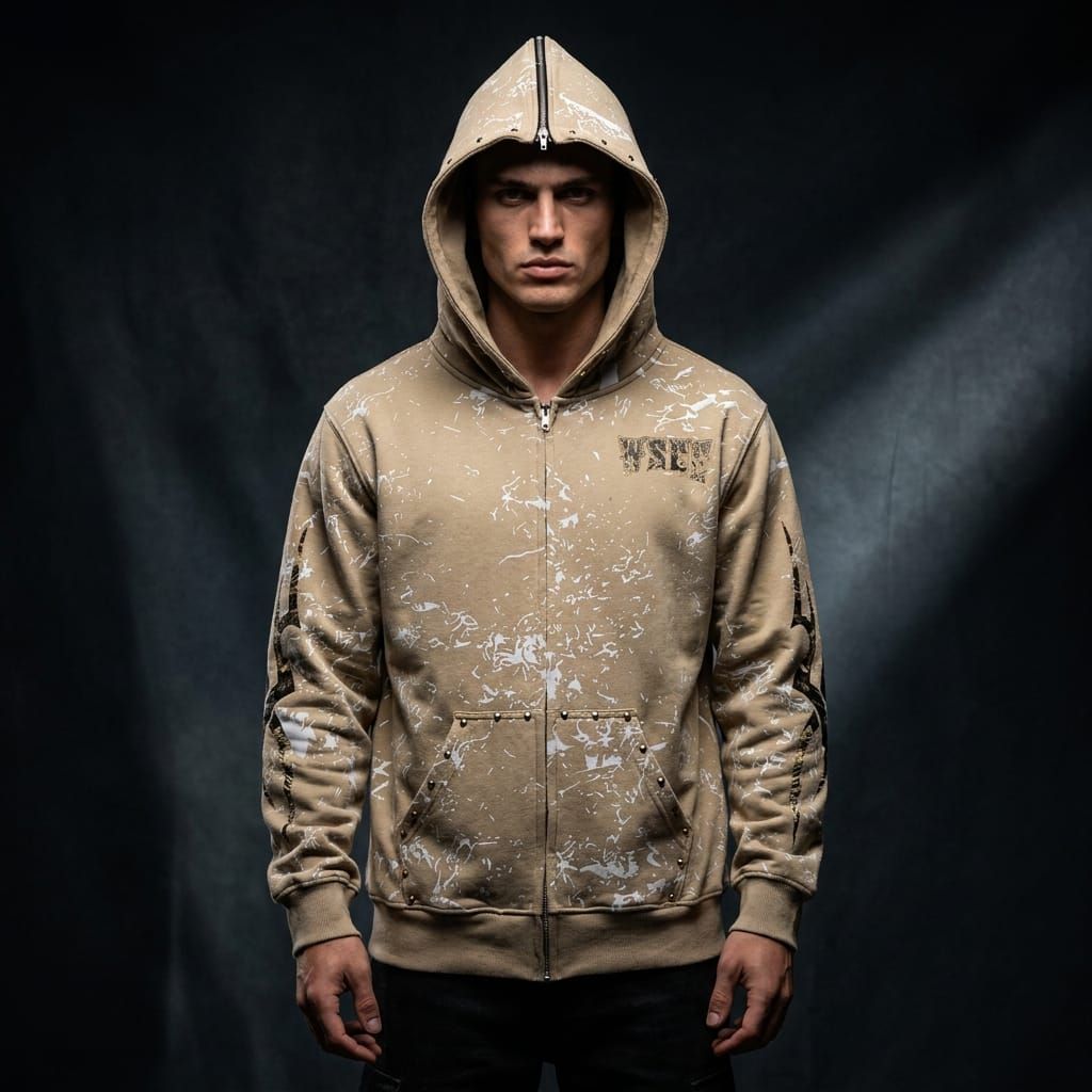 Custom Rhinestone DTG Printed Zip Up Hoodie
