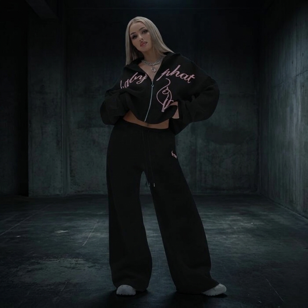 Velour Zip-Up Hoodie and Track Pants Set